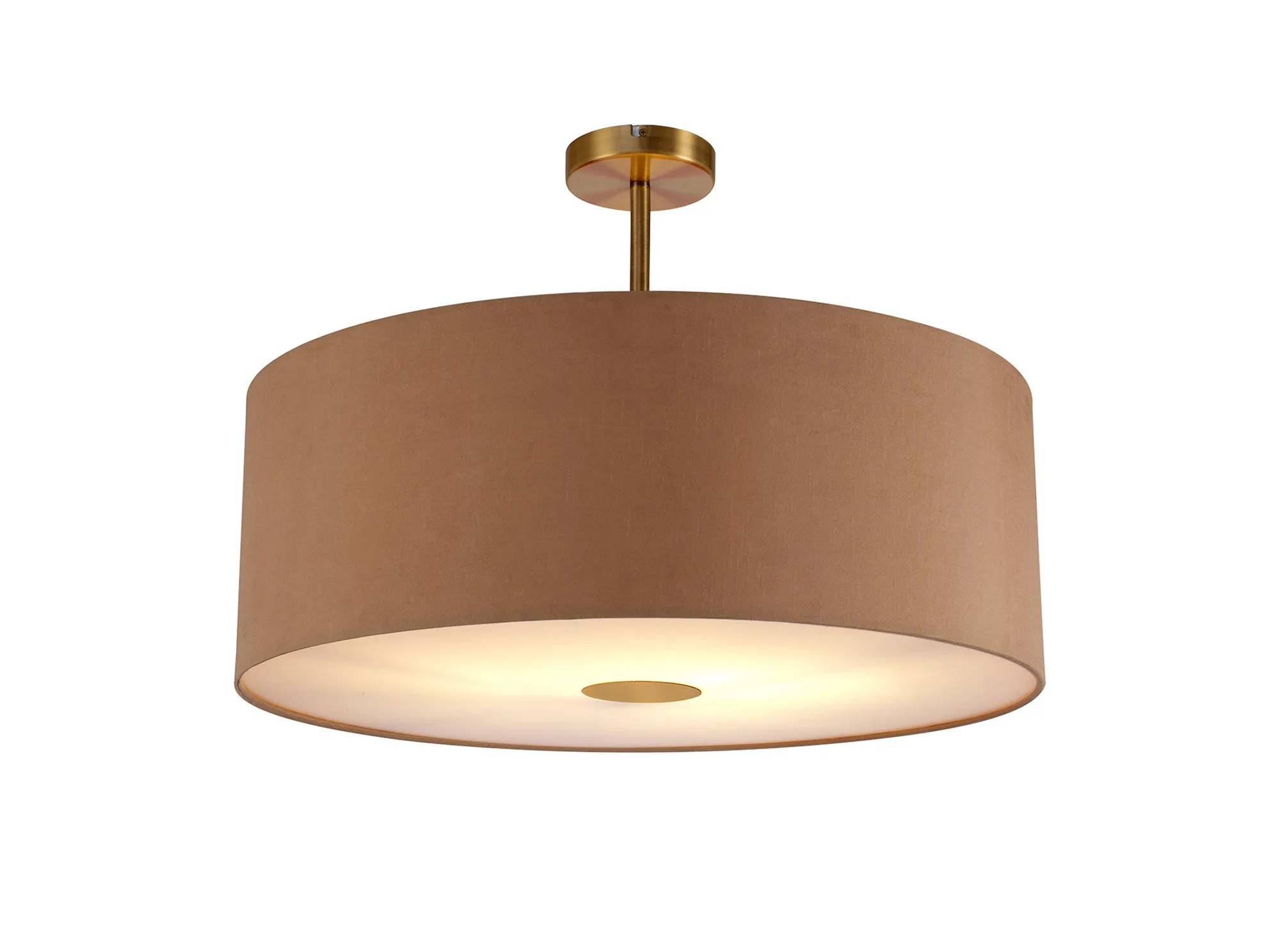 Baymont 60cm Semi Flush 1 Light Antique Brass; Antique Gold/Ruby; Frosted Diffuser